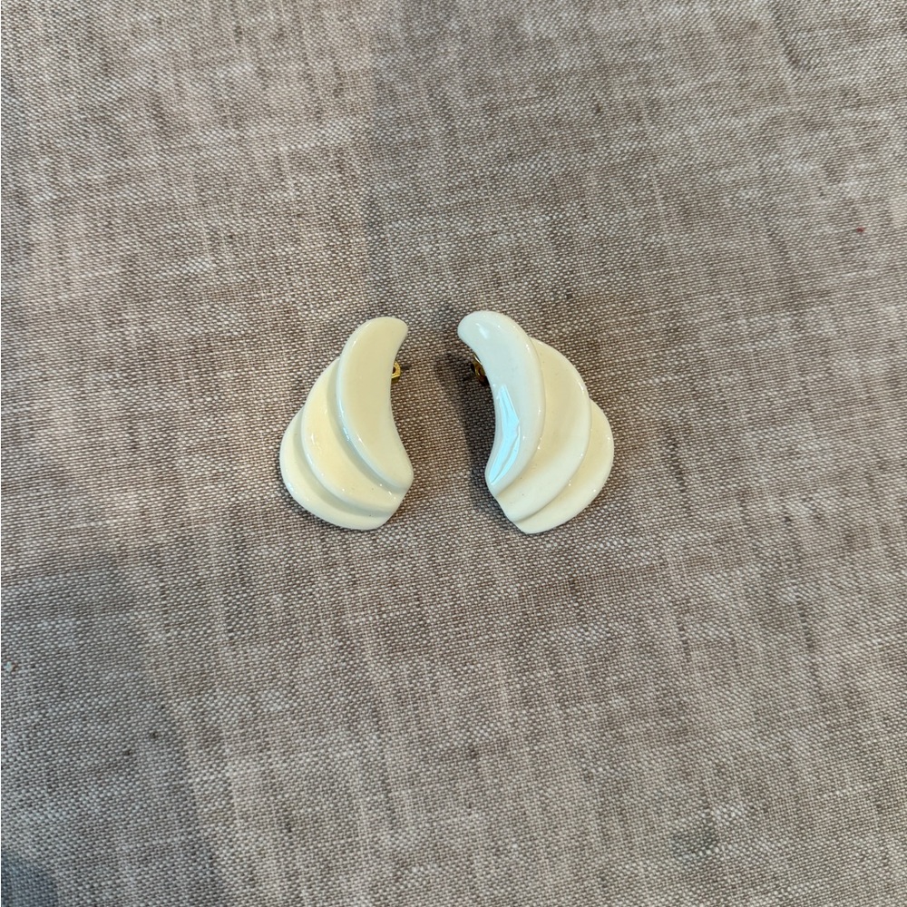 Cream Wave Clip-On Earrings never used